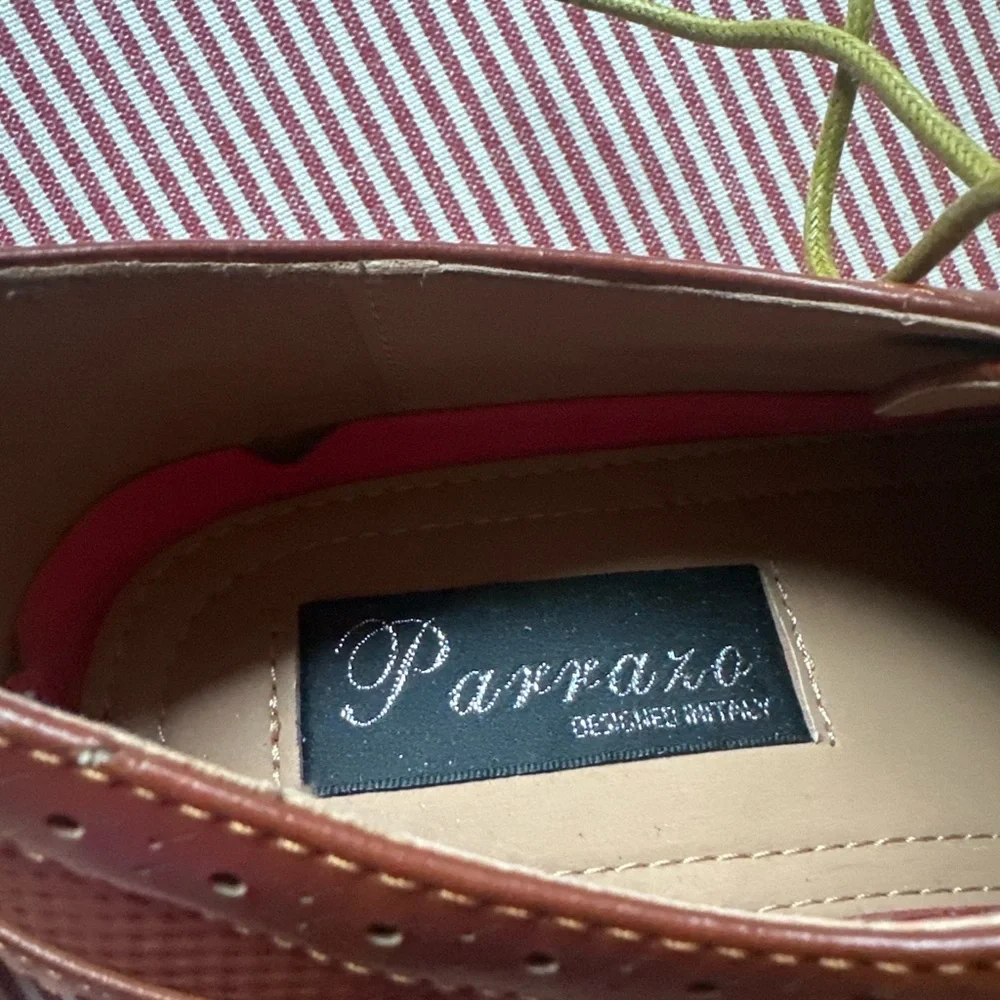 NEW Parrazo Designed in Italy Cognac Brown Brogue Dress Shoes Men’s Size 12 NWOB